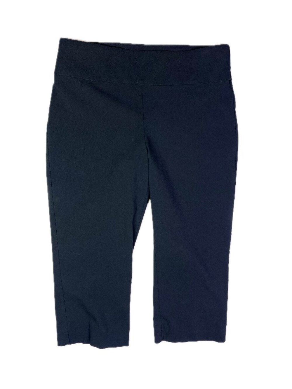 Chico's Size 2 (12) Black Pull-On Capri Pants Stretch *Flaw